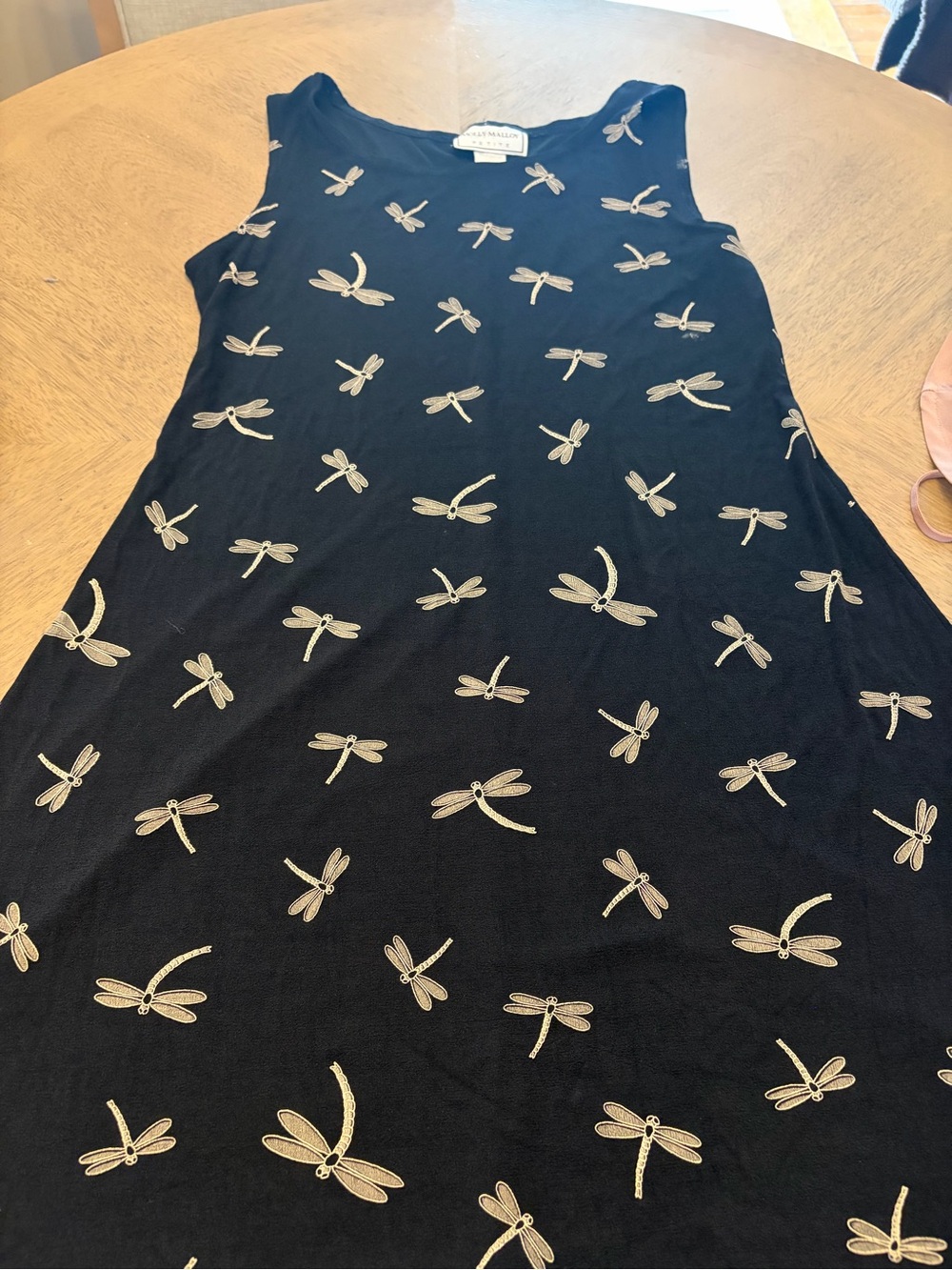 Woman’s black Dragonfly Print Sleeveless Dress - White Dragonflies